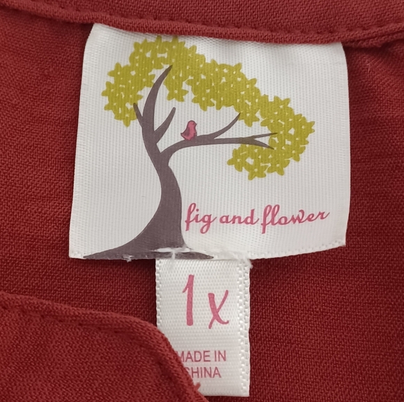 Figueroa & Flower Boho Floral Embroidered Sz 1X Button Down Front Blouse - Picture 10 of 12